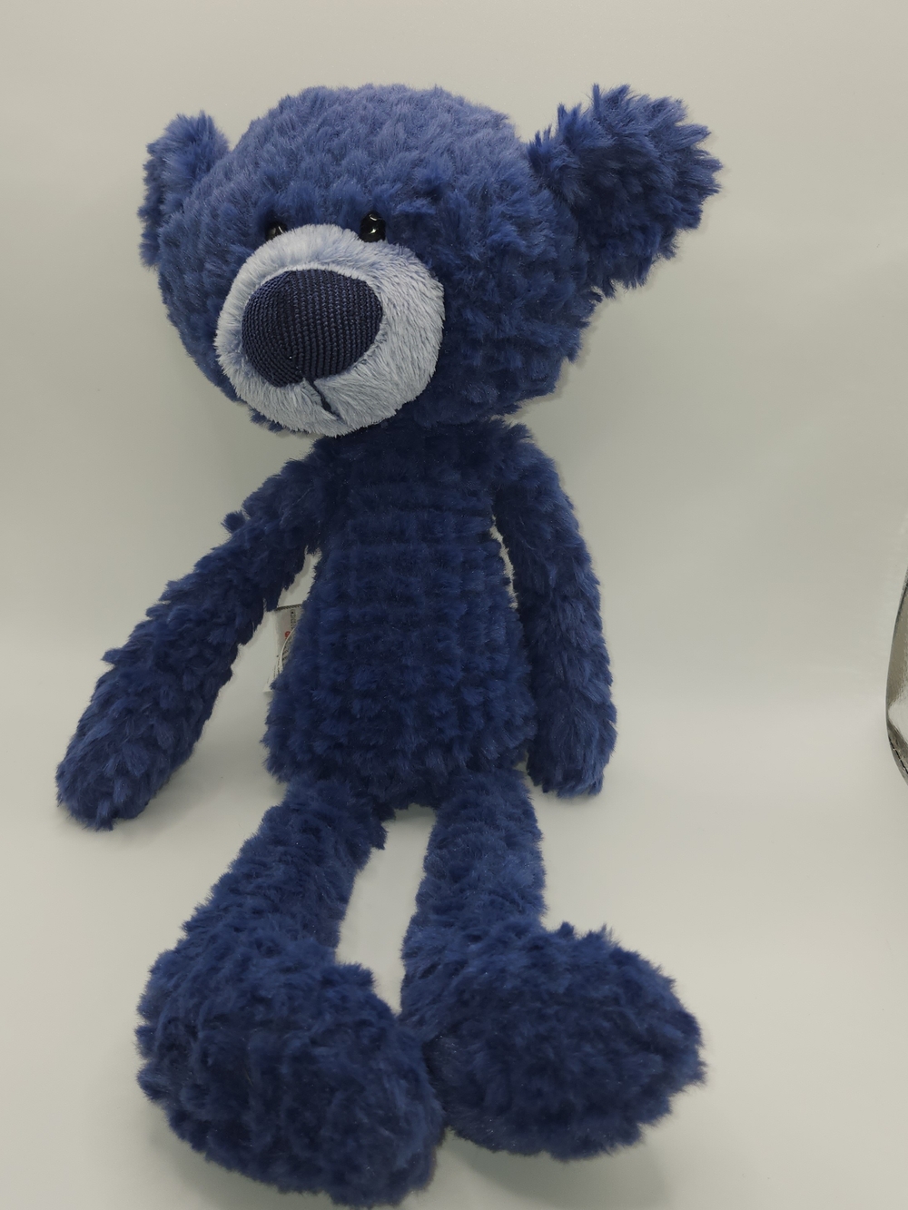 GUND Toothpick Ripple Blue Teddy Bear Slender Textured Fur Plush Toy 15 inch